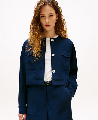 Tommy Hilfiger Women's Tailored Crew Neck Cropped Jacket - Macy's | Macy's