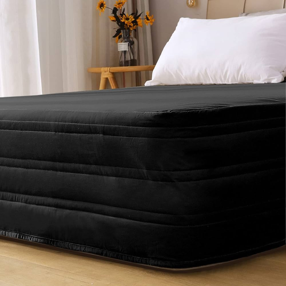 Marquess Quilted Bed Skirt with 14 Inch Tailored Drop, Queen Size Bed Skirt 14 Inch Drop Black-Du... | Amazon (US)