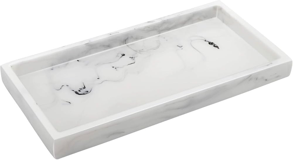 Emibele Resin Vanity Tray, Mini Bathroom Countertop Tray Kitchen Tray Dresser Tray Jewelry Ring D... | Amazon (US)