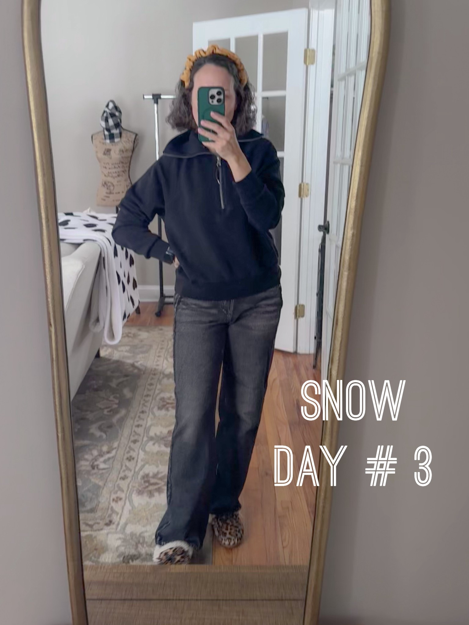 Cozy outfit for snow day 3, Momma is losing it a bit!
Spanx half zip sweatshirt, Rag & Bone sweatpant denim, J Crew slippers. 

#LTKOver40 #LTKSeasonal #LTKdayinmylife
