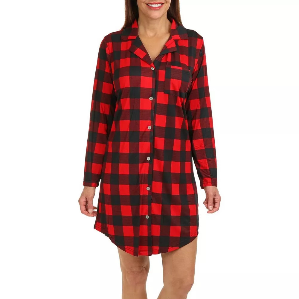Womens Plaid Long Sleeve Pocket Sleep Nightgown | Bealls