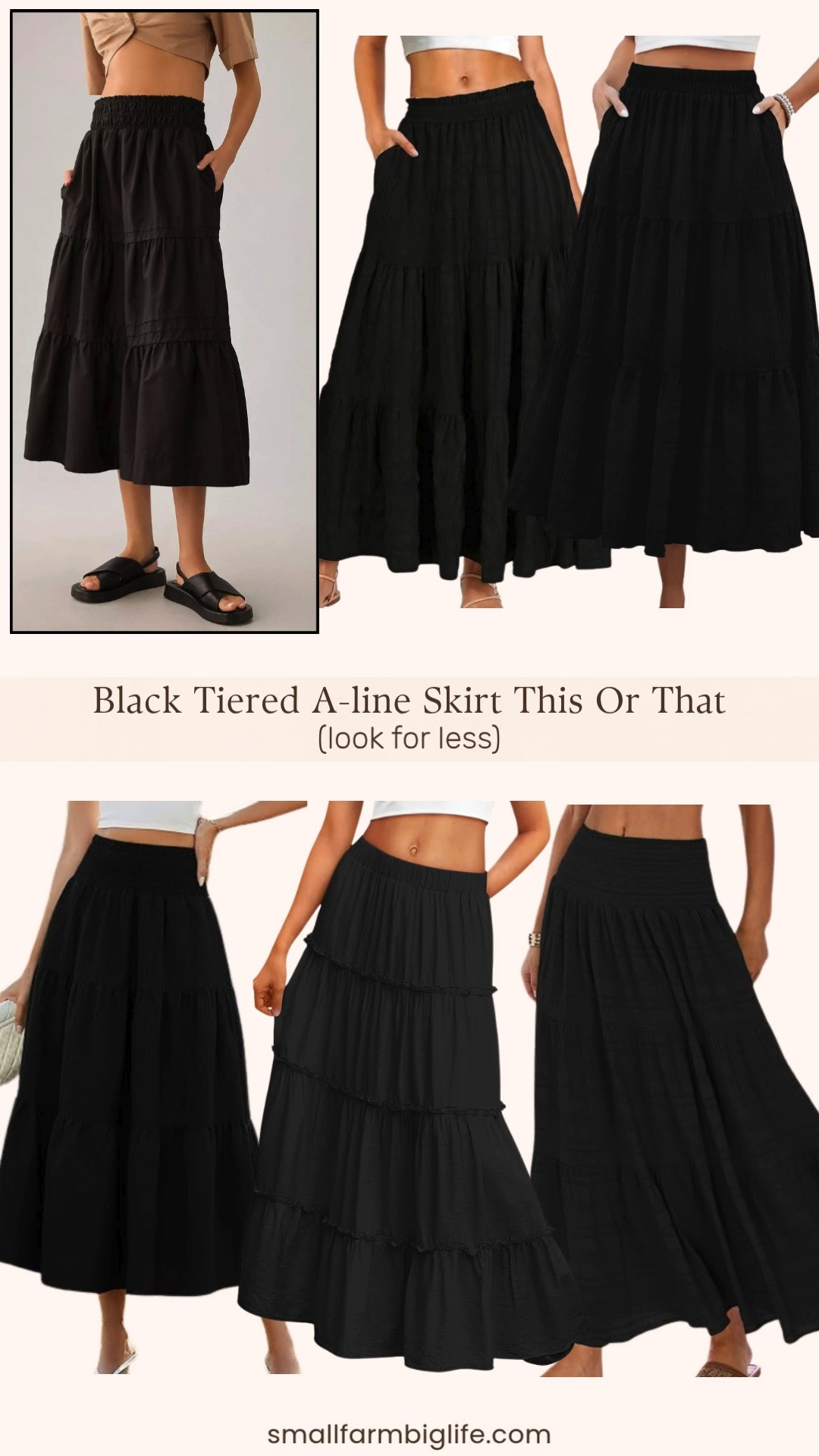 This or that: the Anthropologie Somerset Maxi Skirt for $138 or one of these Amazon versions for under $25? The Anthropologie version is the original with that beautifully crafted tiered silhouette and premium quality that makes it a true wardrobe investment. But if you love the black tiered maxi skirt look and want to try the trend without spending a lot, Amazon has five really beautiful options with elastic waists, pockets, and flowy boho silhouettes starting at just $19. I linked the Anthropologie version and all five Amazon options so you can find the one that fits your budget and your style. Tap to shop! 

 #LTKgrwm #LTKootd #LTKOver40