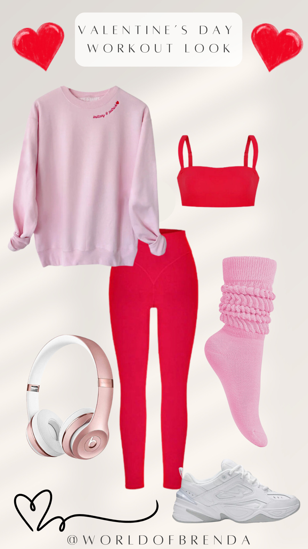 Super cute Valentine's Day workout look. Wear your athletic wear everywhere on Valentine's Day with this set. 

 #LTKHoliday #LTKActive #LTKFitness