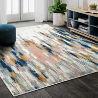 Seldovia Abstract Orange/Blue Area Rug | Wayfair North America