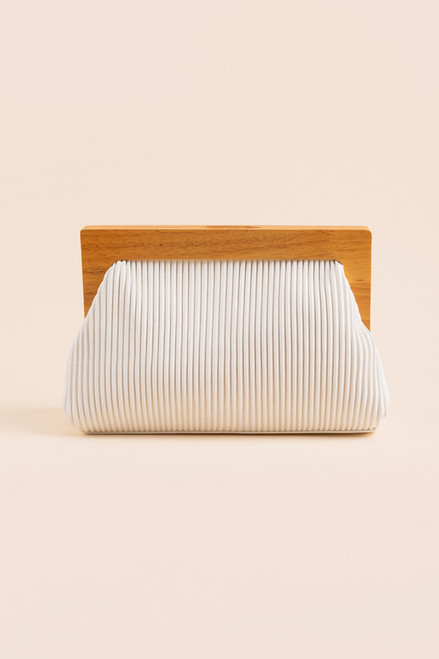 Wendy Pleated Wood Frame Clutch | Francesca's