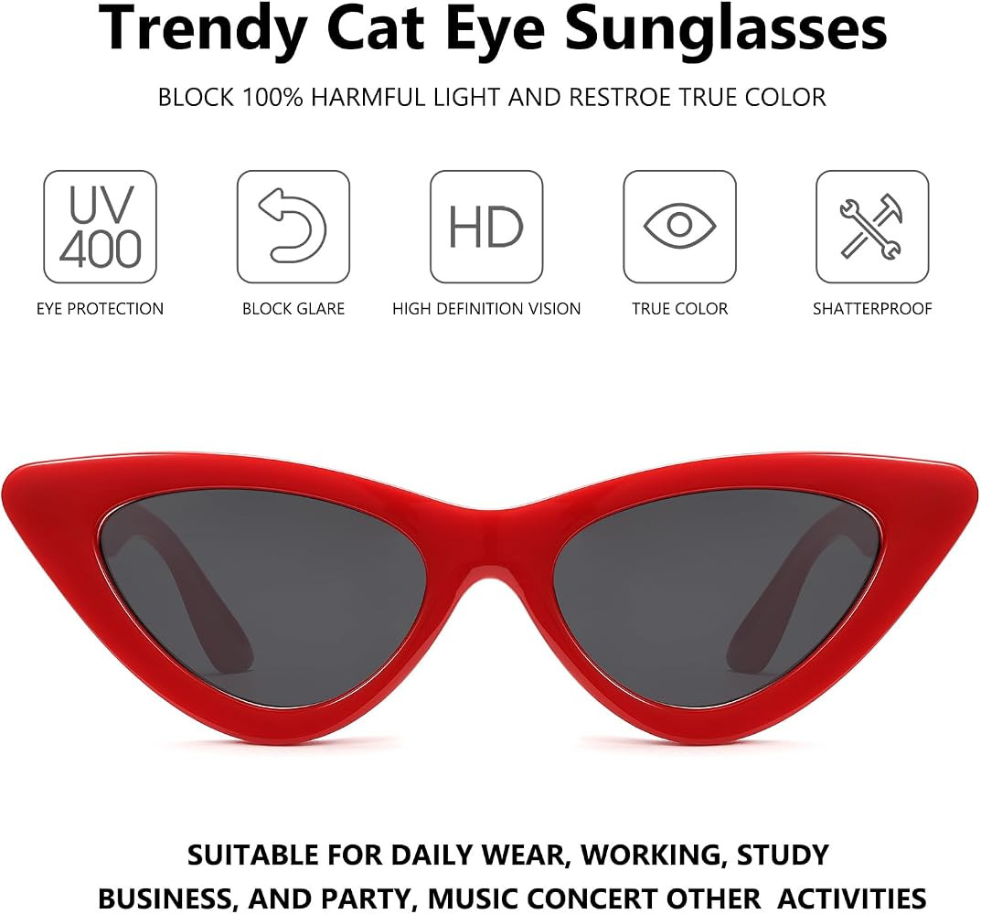 LIKSMU Cat Eye Sunglasses for Women Vintage Retro Narrow Cateye Frame Trendy Sun Glasses | Amazon (US)