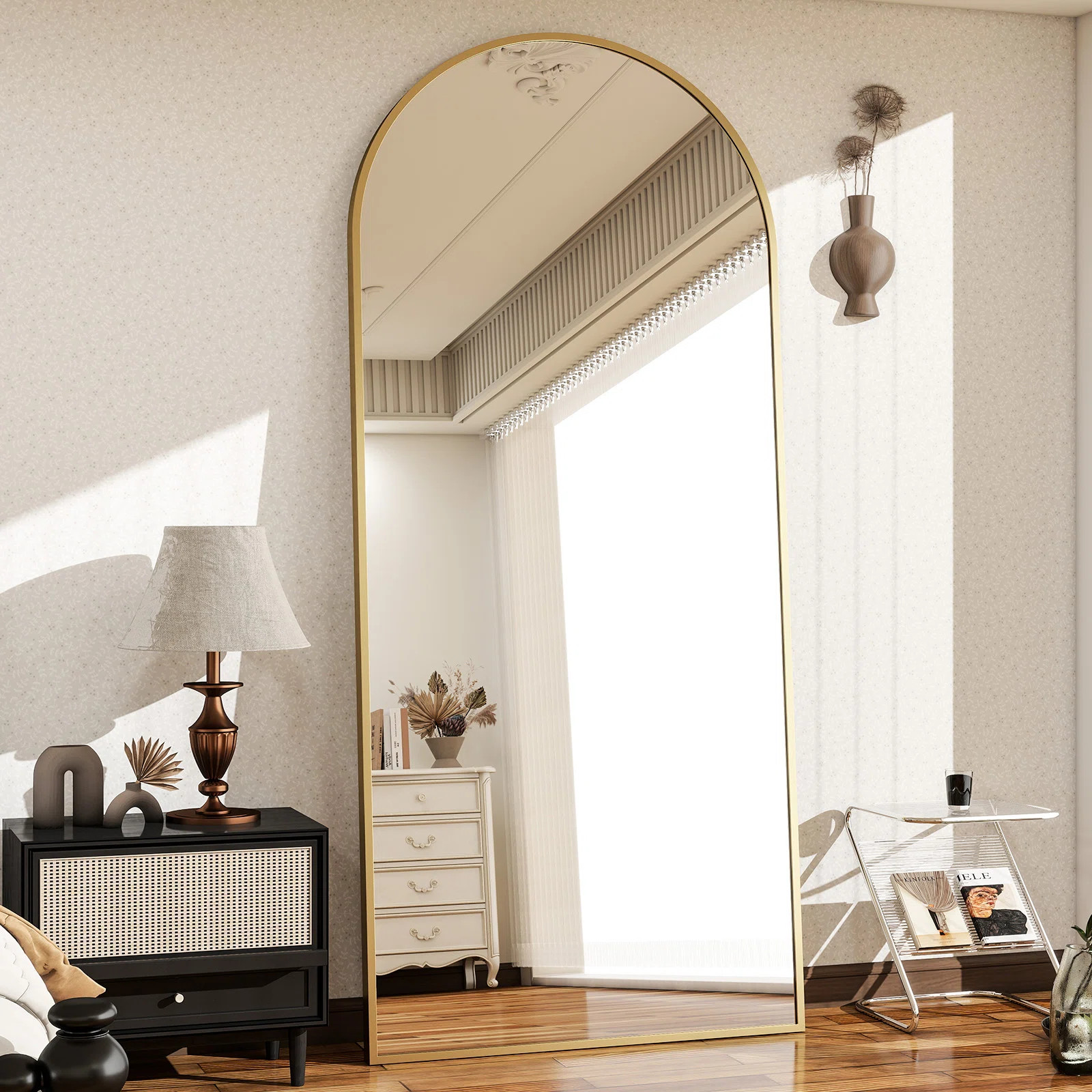 Oversized Full Length Mirror Arch Floor Mirror Wall Mirror Hanging Or Leaning Full Body Mirror Wi... | Wayfair North America