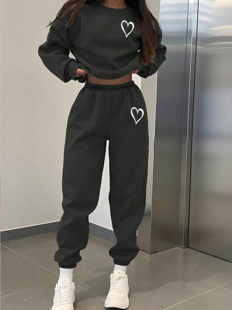 2pcs/Set Tween Girls Loose Fit Thick Hoodie Sweatshirt + Pants, Casual Fashion Versatile Everyday Wear Fall Winter | SHEIN