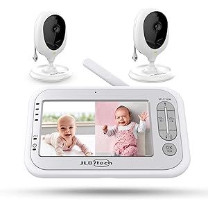 Baby Monitor, JLB7tech 5" Split Screen,Video Baby Monitor with 2 Cameras and Audio,Night Vision,T... | Amazon (US)