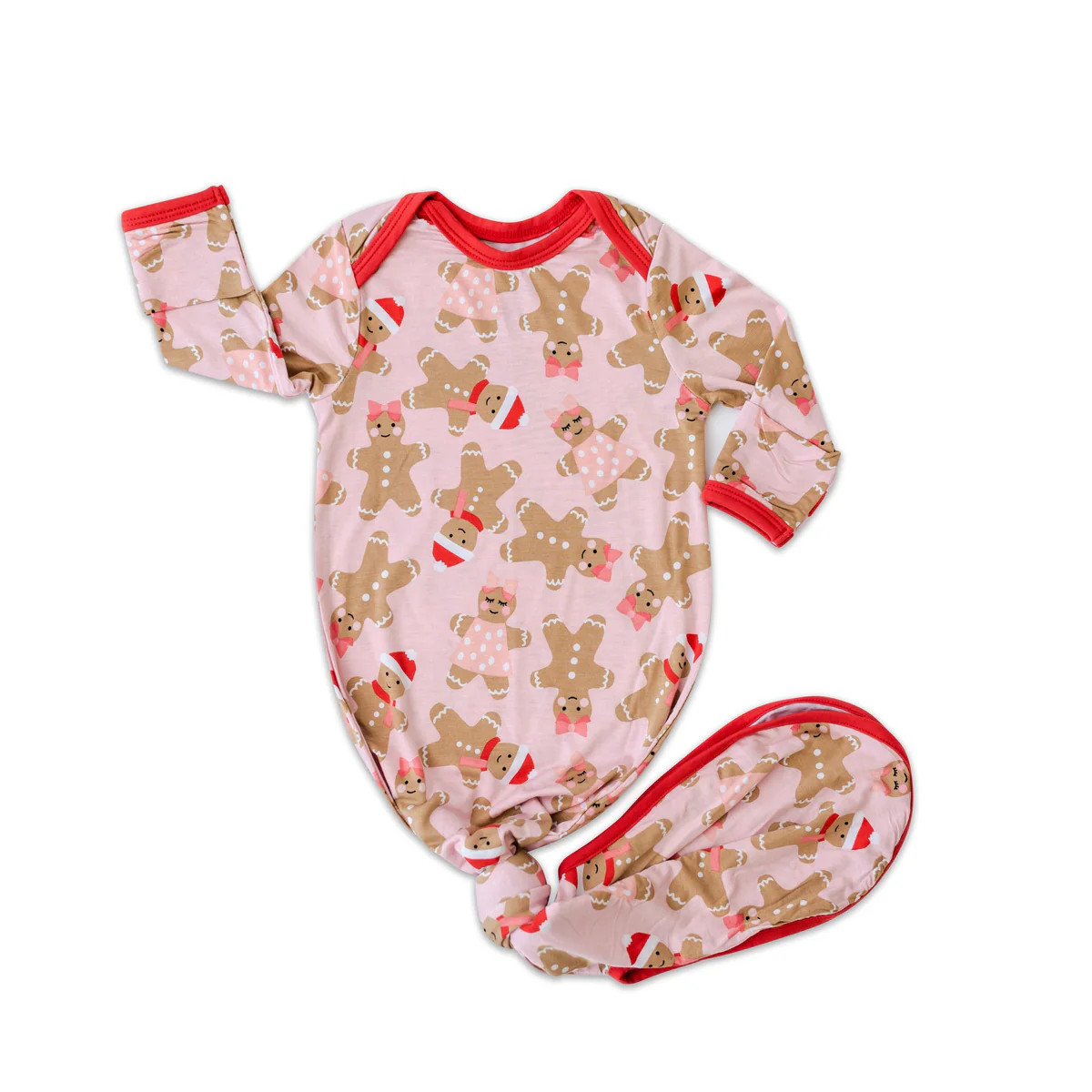 Pink Gingerbread Bamboo Viscose Infant Knotted Gown | Little Sleepies