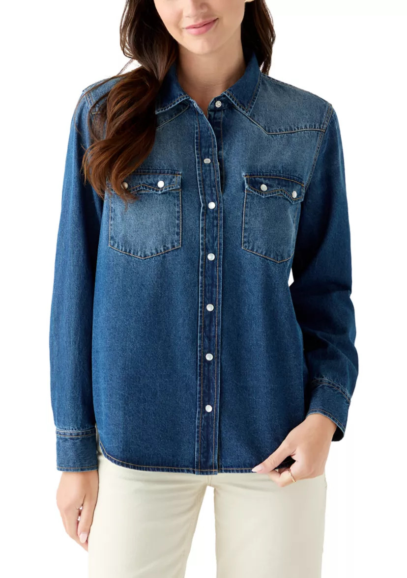 Women's Long Sleeve Western Denim Shirt | Belk