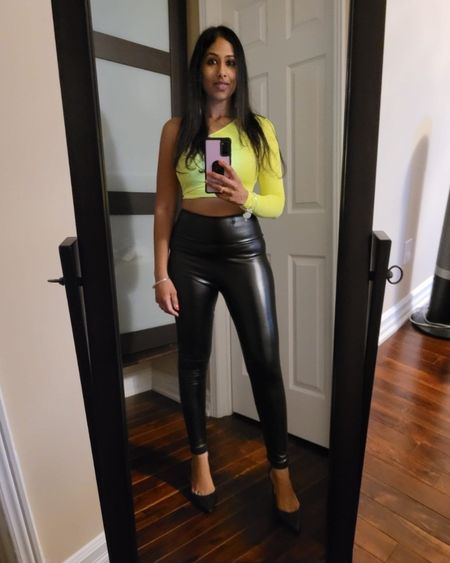Yellow crop top with leather pants. Party wear, date night, trendy, chic

#LTKFestival #LTKstyletip #LTKtravel