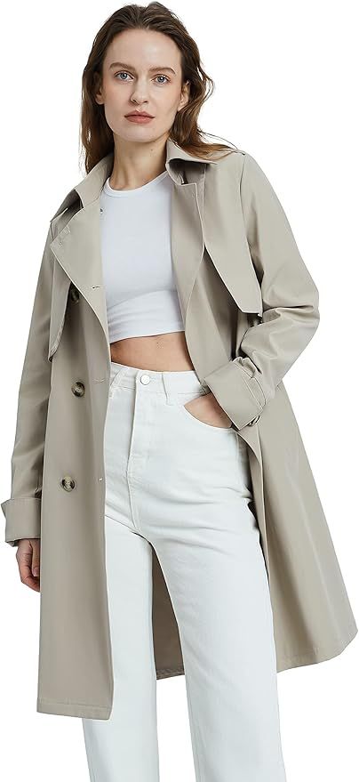 Orolay Women's Classic Trench Coat 3/4 Length Double-Breasted with Removable Vest | Amazon (US)