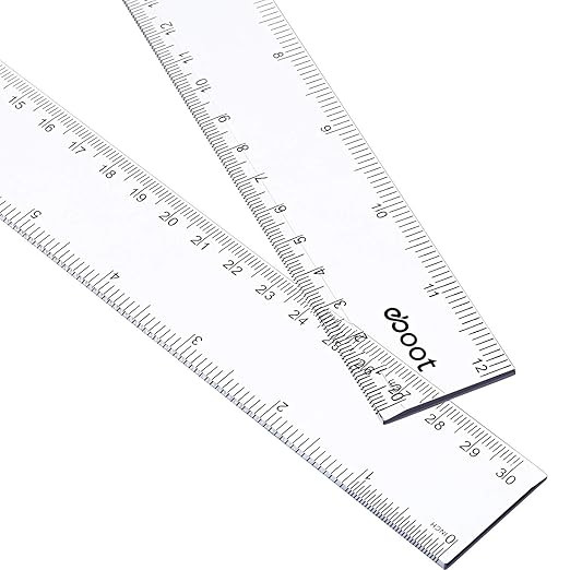 EBOOT 2 Pack Plastic Ruler Straight Ruler Plastic Measuring Tool for Student School Office (Clear... | Amazon (US)