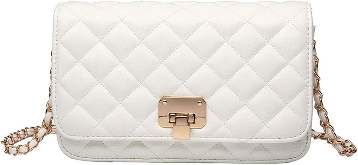 Women Leather Shoulder Bag Fashion Clutch Handbag Quilted Designer Crossbody Bag with Chain Strap | Amazon (US)