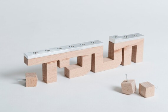 Typography Menorah  Solid Wood and Brushed Aluminum Hand | Etsy | Etsy (US)