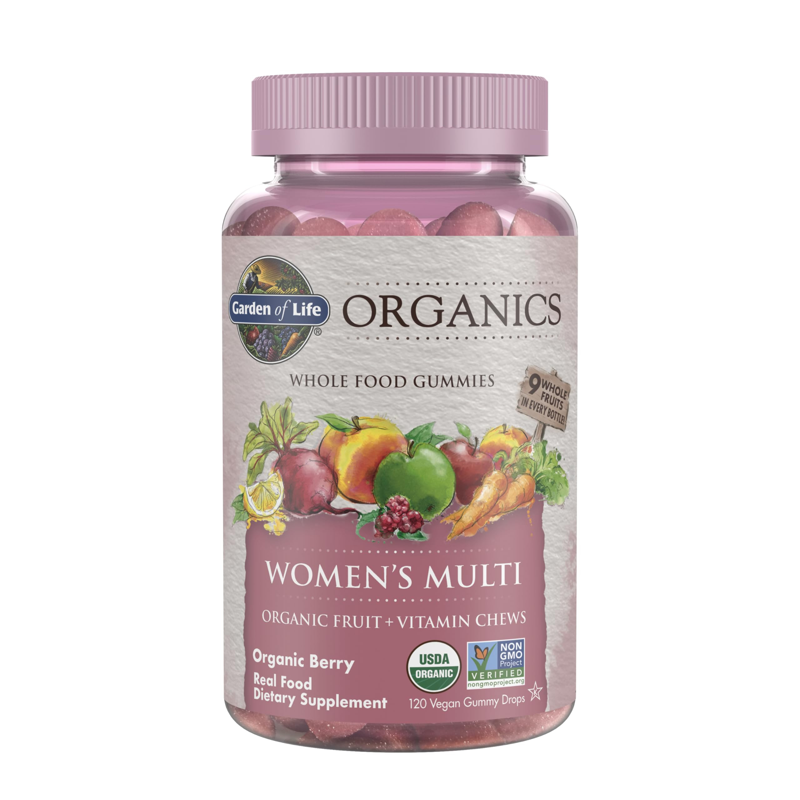 Garden of Life Organics Women's Gummy Vitamins - Berry - Certified Organic, Non-GMO, Vegan, Koshe... | Amazon (US)