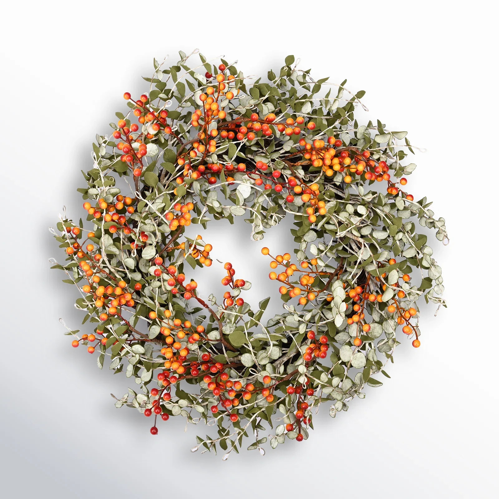 24" Artificial Eucalyptus Berry Thanksgiving Fall Front Door Wreath | Joss & Main