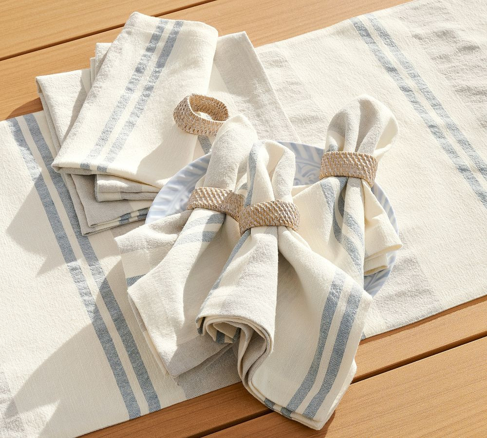 Hampton Stripe Cotton/Linen Napkins - Set of 4 | Pottery Barn (US)