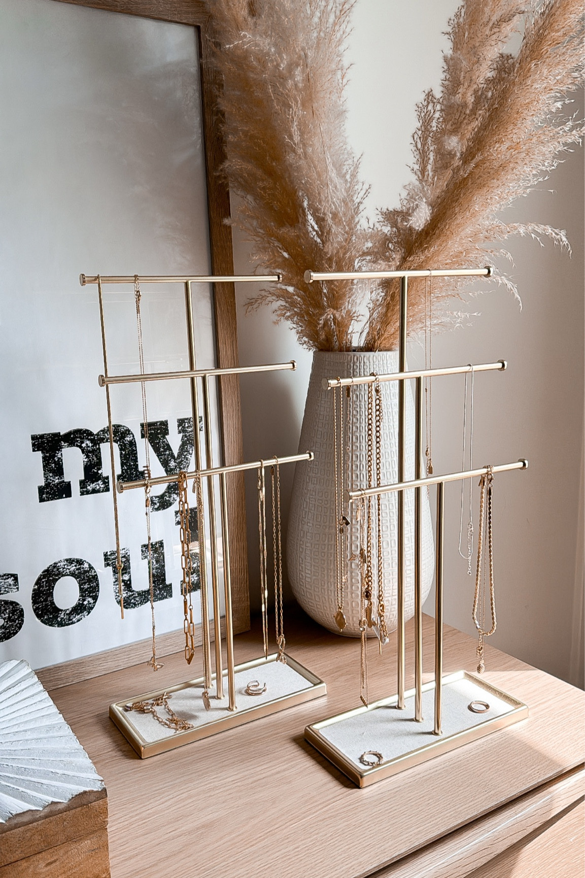 These are my far my favorite necklace stands! They keep your jewelry organized, but also look so pretty out on your dresser for $29! 