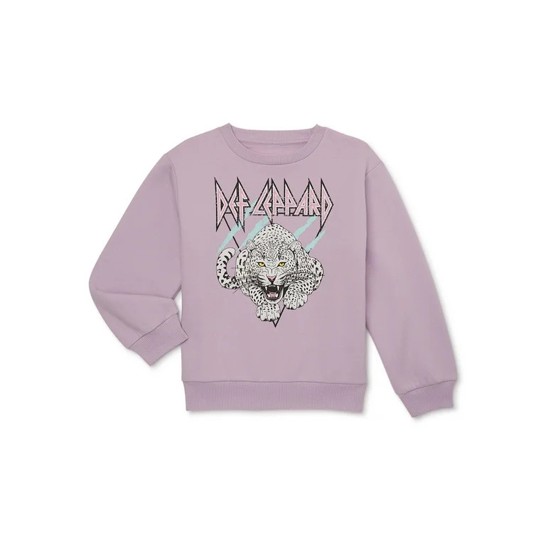 Def Leppard Girls Graphic Crew Neck Sweatshirt, Size 4-16 | Walmart (US)