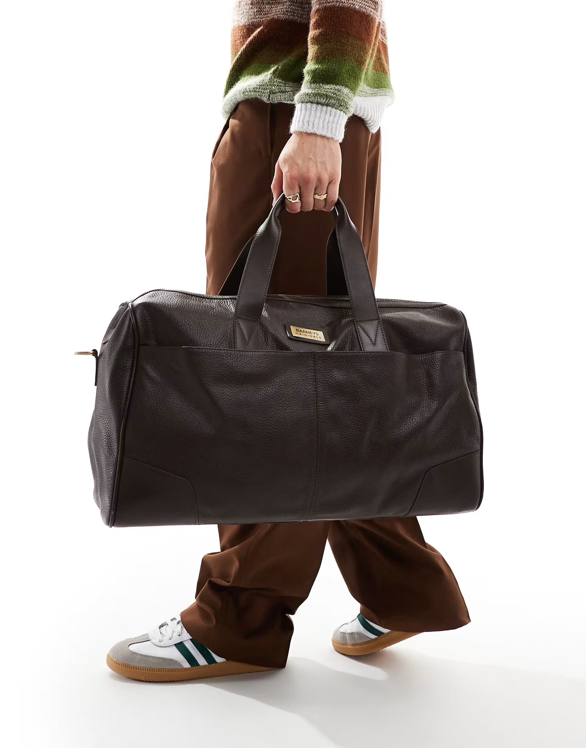 Barneys Originals leather holdall in brown | ASOS (Global)