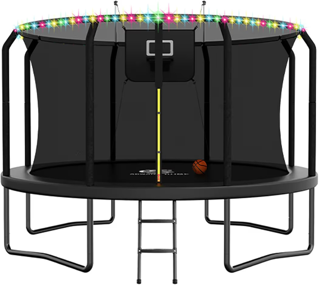 Trampoline Outdoor 8FT 10FT 12FT 14FT 15FT 16FT Trampoline with Basketball Hoop and LED Lights, R... | Amazon (US)