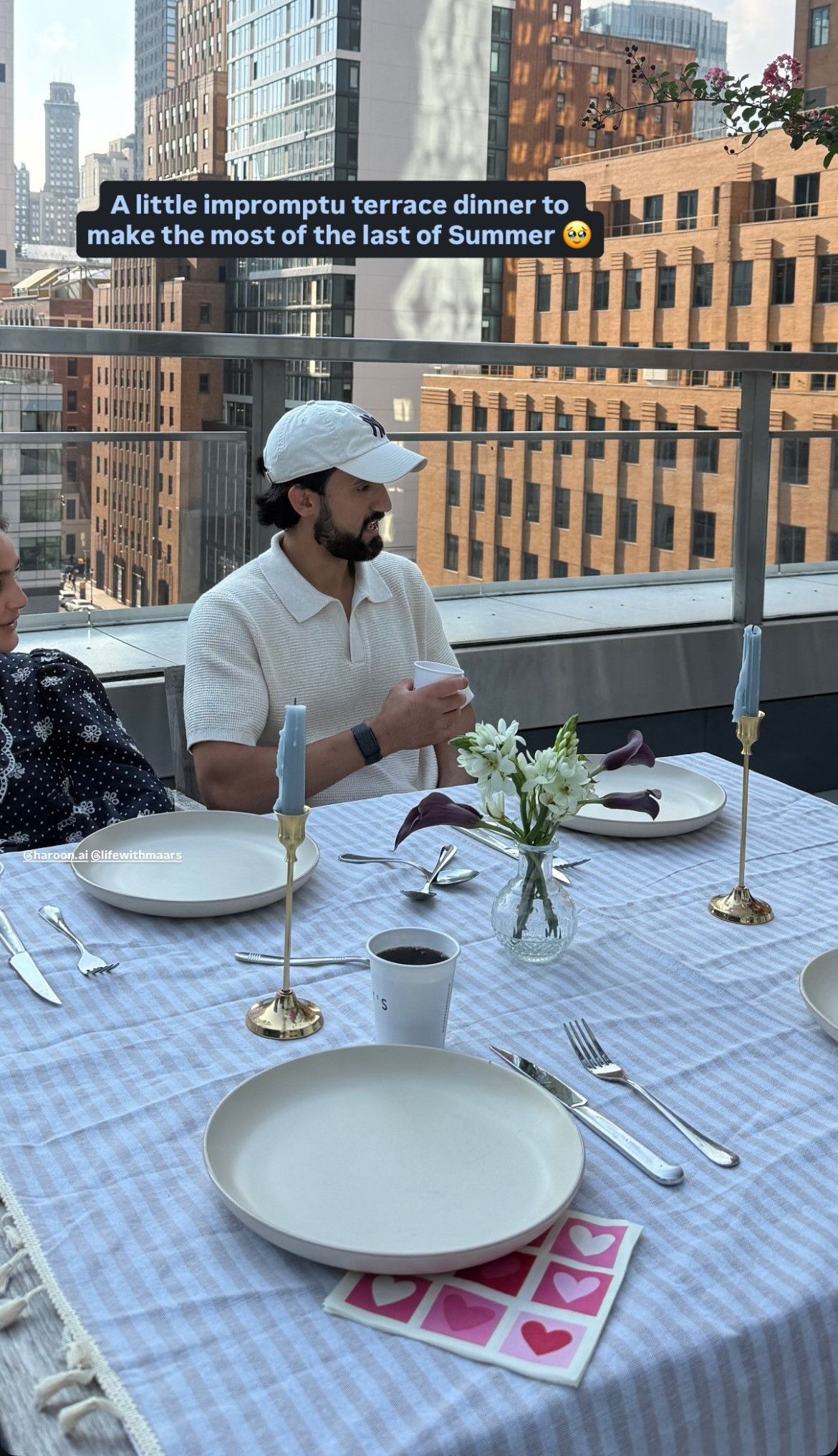 Making the most of these last summer nights 🥹🤍 An impromptu terrace dinner with the prettiest simple tablescape. #SummerHosting #Tablescape #DinnerParty #OutdoorDining #SummerTablescape #HostingIdeas #TableDecor #EntertainingAtHome #HomeDecor #DinnerPartyInspo #LTKHome #LTKFinds #ShopLTK 

 #LTKdayinmylife #LTKSeasonal