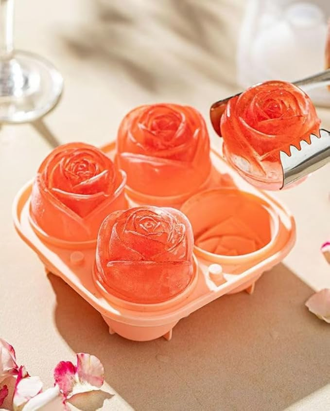 Rose Ice Cube Mold, 2 inch Reusable Silicone Crushed Creative Shape Ice Cube Tray Whiskey Cocktai... | Amazon (US)
