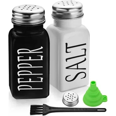 DWTS Farmhouse Salt and Pepper Shaker Set - Salt and Pepper Shakers Cute - Vintage Glass Black and W | Walmart (US)