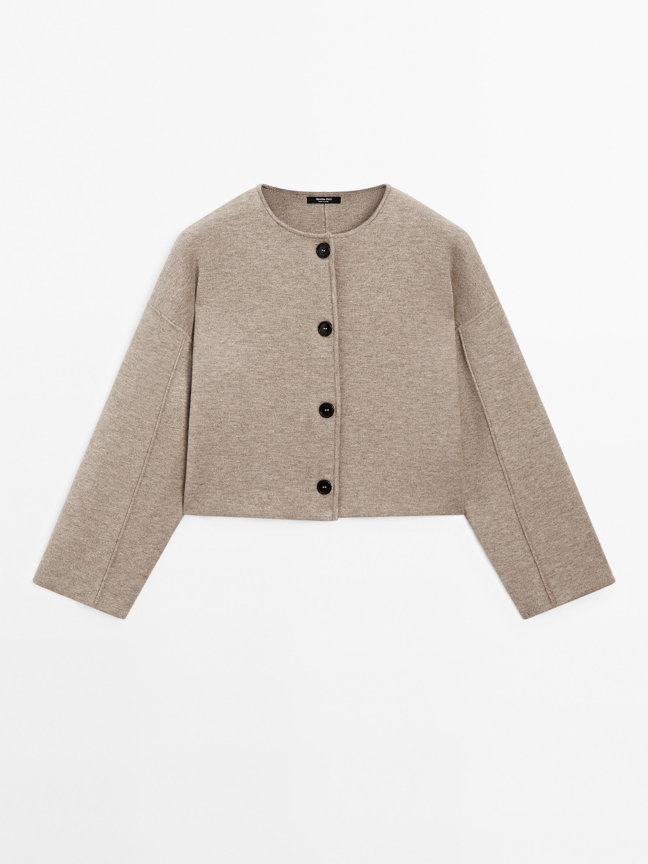 Cropped knit jacket with buttons | Massimo Dutti US