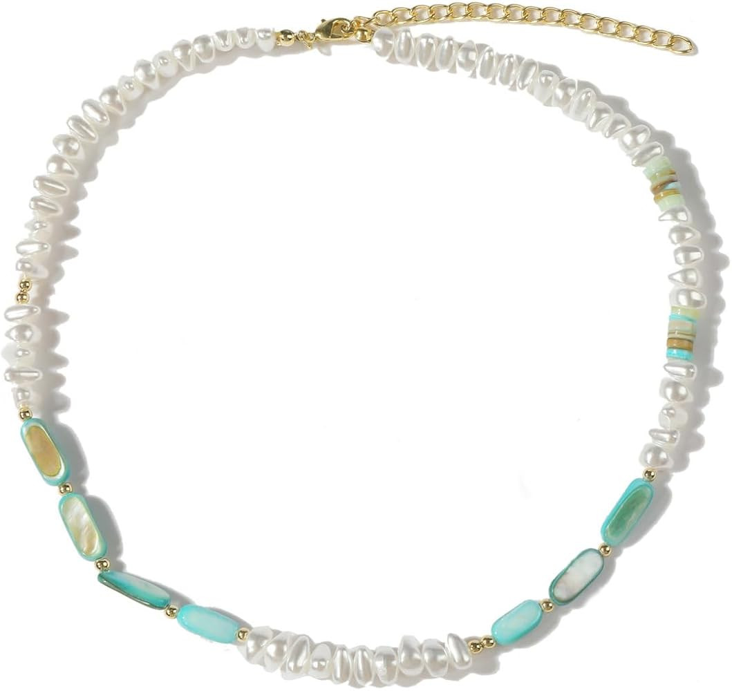Pearl Choker Necklaces for Women Colorful Beaded Necklace Trendy Pearl Choker Necklace Boho Summe... | Amazon (US)