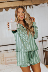 Dreamy Green Satin Two-Piece Pajama Set | Magnolia Boutique