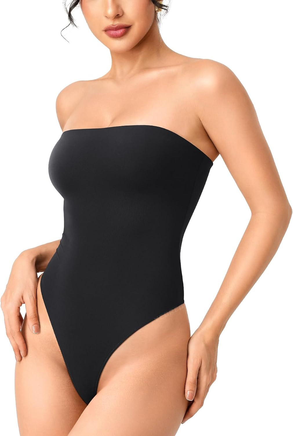YEOREO CoreFlex Strapless Bodysuit Off Shoulder Double Lined Tube Top | Amazon (US)