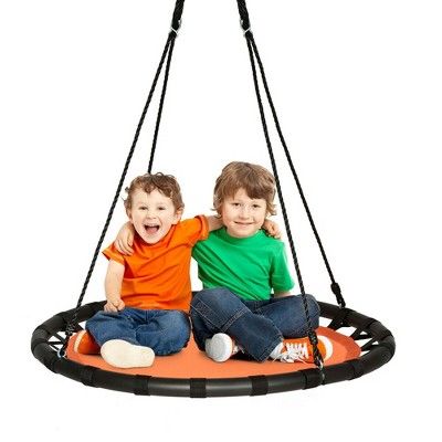Costway 40'' Flying Saucer Round Tree Swing Kids Play Set w/Adjustable Ropes Outdoor Orange | Target
