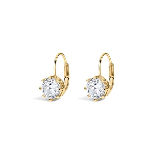 Electric Picks The Bentley Earrings,14kt Gold Plated Studs with 7mm Sparkling Crystal, Lightweight Everyday & Gift Jewelry for Women, Timeless Minimalist Gold Earrings | Amazon (US)