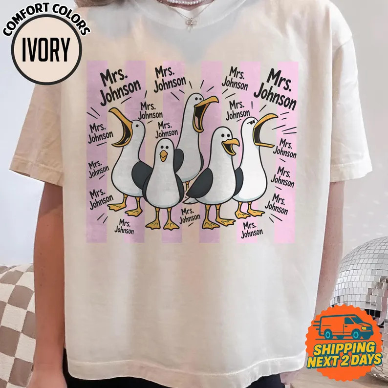 Seagull Custom Teacher Name T-Shirt, Finding Nemo Seagulls Teacher T-shirt, Personalized Teacher ... | Etsy (Global)