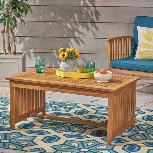Carolina Outdoor Acacia Wood Coffee Table by Christopher Knight Home - Brown Patina | Bed Bath & Beyond
