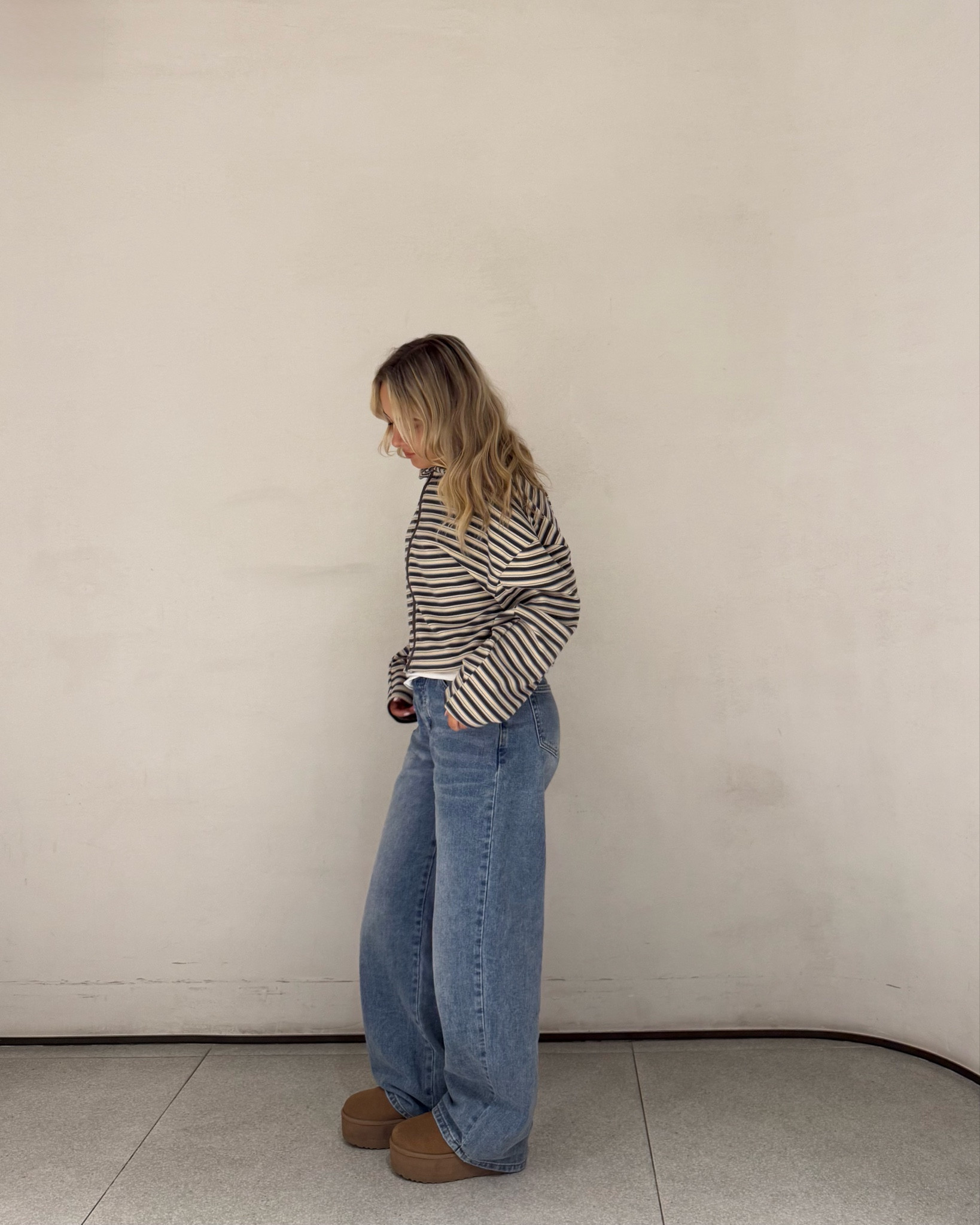 jeans & a striped zip up 🤎

#LTKjeans #LTKuk #LTKautumn