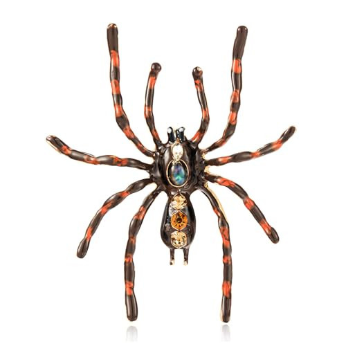 YOQUCOL Brown Enamel Spider Shape Halloween Brooch Pin for Women Rhinestone Zirconia Crystal Brooch Costume Accessories | Amazon (US)