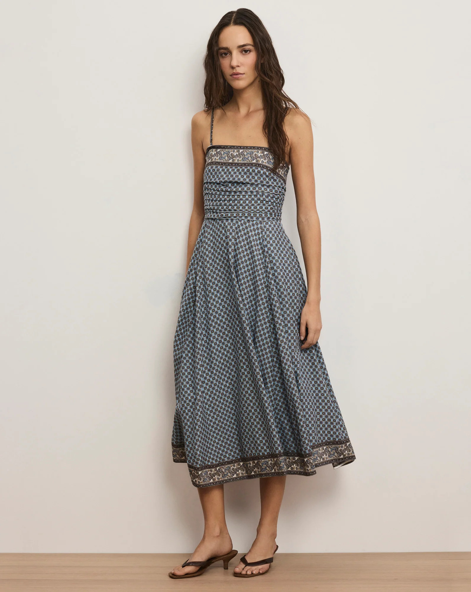 Veronica Beard Lana Scarf-Print Midi Dress Blue Jay Multi | Veronica Beard