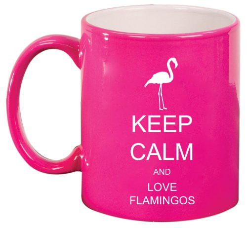 Keep Calm and Love Flamingos Ceramic Coffee Tea Mug Cup Hot Pink | Amazon (US)