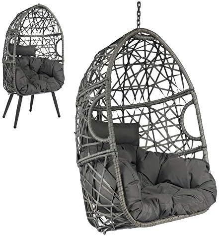 Okl Hanging Rattan Egg Chair, Swing Chair with Soft Seat Cushion & Pillow, Multifunctional Hanging C | Amazon (US)