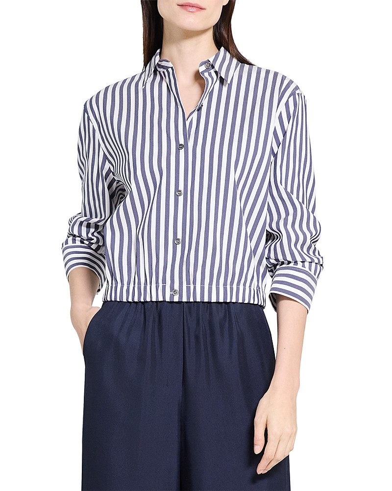 Theory Crop Button Front Shirt | Bloomingdale's (US)