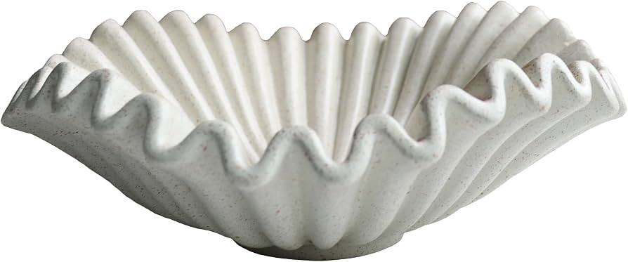 Large Decorative Handmade Bowl Decor, Modern Home Decoration, Fan Shaped Bowl, Ruffle Decor, Styl... | Amazon (US)