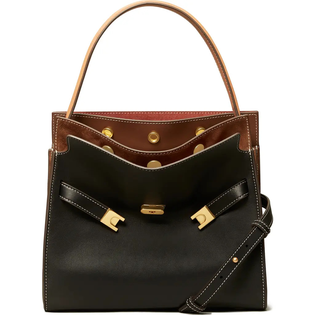 Tory Burch Lee Radziwill Small Leather Double Bag in Black at Nordstrom | Nordstrom