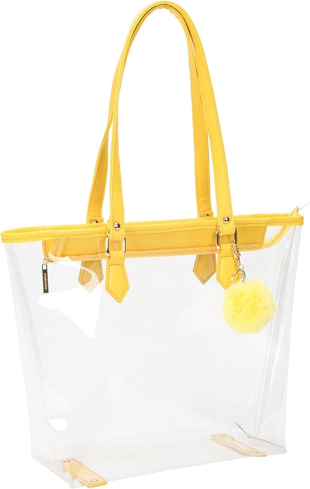 Large Clear Bag Transparent Shoulder Handbag with Plush Pendant | Amazon (US)