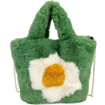 ZENTREE Cute Plush Clutch Bag Cartoon Fried Egg Tote Bags Chain Fuzzy Crossbody Bags | Walmart (US)
