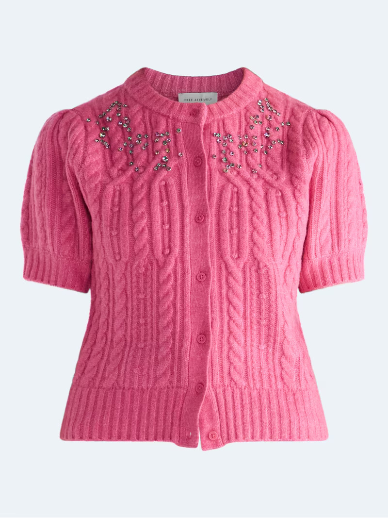 Free Assembly Women's and Women\u2019s Plus Embellished Cable Knit Cardigan, Midweight, XS-4X | Walmart (US)