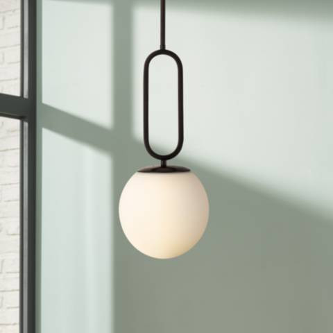 Prospect 9 3/4"W Opal Glass Matte Black Mini Pendant Light | LampsPlus.com
